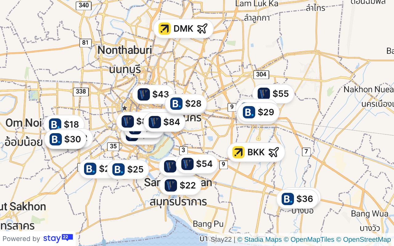 Bangkok Hotel Map