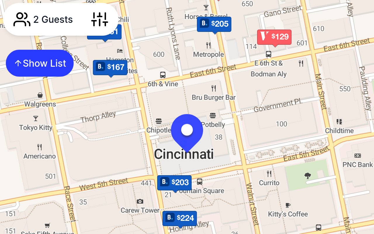 Places to stay near Fountain Square Parking, Skywalk, Main Street