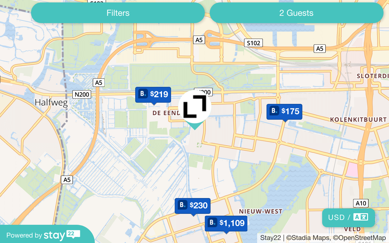 Map of hotels - Click for more